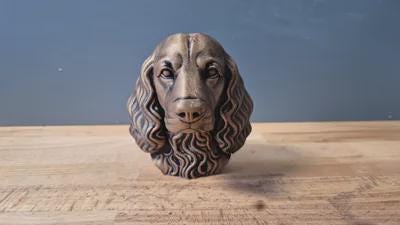 Field Spaniel Büste / Realistic Field Spaniel Bust – Handbemalt & Detailliert Fehn-factory.de