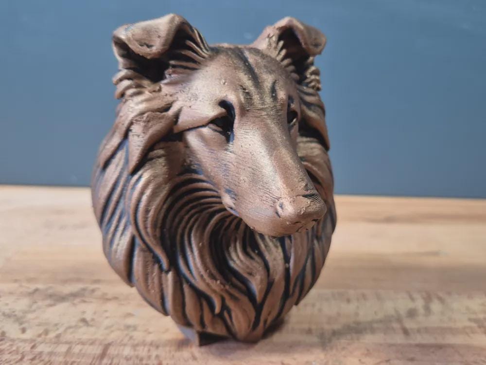 Rough Collie Büste / Realistic Rough Collie Bust – Handbemalt & Detailliert Fehn-factory.de