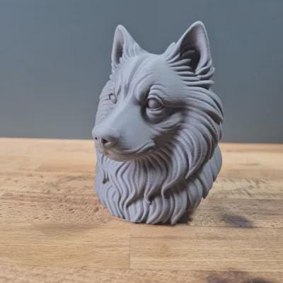 Keeshond Büste / Realistic Keeshond Dog Bust – Handbemalt & Detailliert Fehn-factory.de