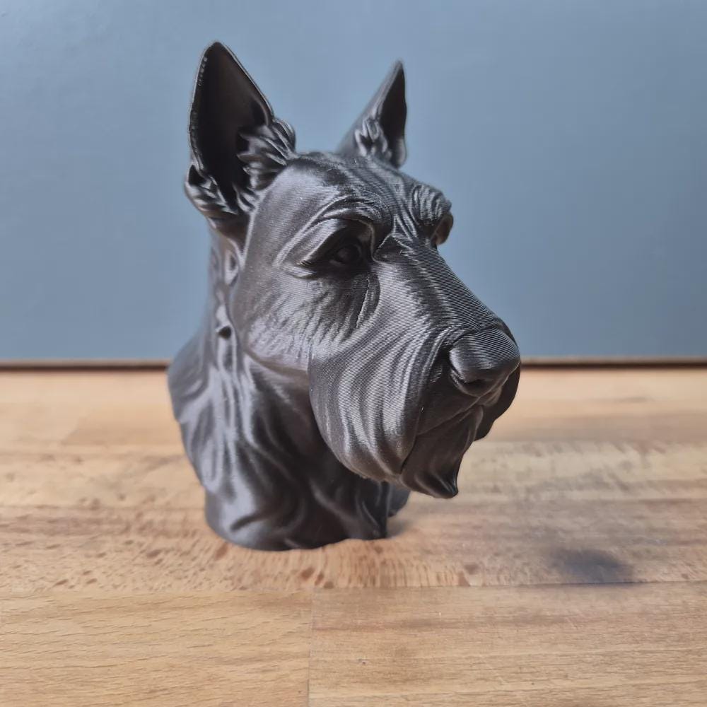 Scottish Terrier Büste / Realistic Scottish Terrier Bust – Handbemalt & Detailliert Fehn-factory.de