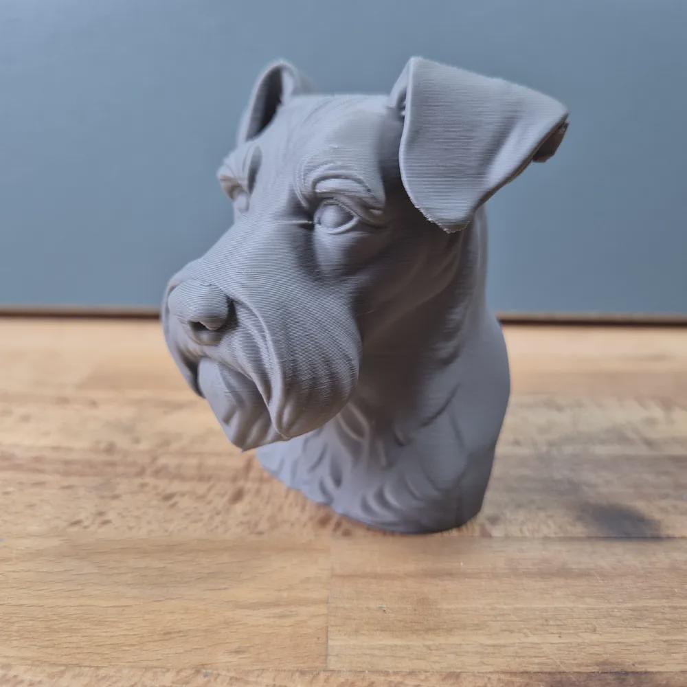Miniatur-Schnauzer mit natürlichen Ohren Büste / Miniature Schnauzer with Natural Ears Bust – Handbemalt & Hochdetailliert Fehn-factory.de