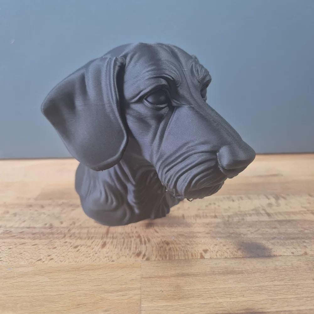 Drahthaar-Dackel-Büste / Realistic Wire-Haired Dachshund Bust – Handbemalt & Detailliert Fehn-factory.de