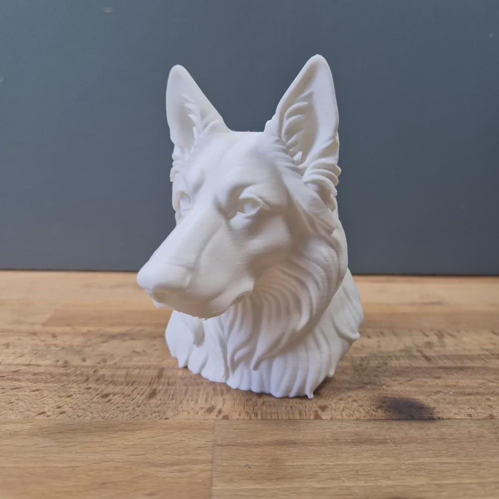 Deutscher Schäferhund Langhaar Büste / Realistic German Shepherd Long Hair Bust – Handbemalt & Detailliert Fehn-factory.de