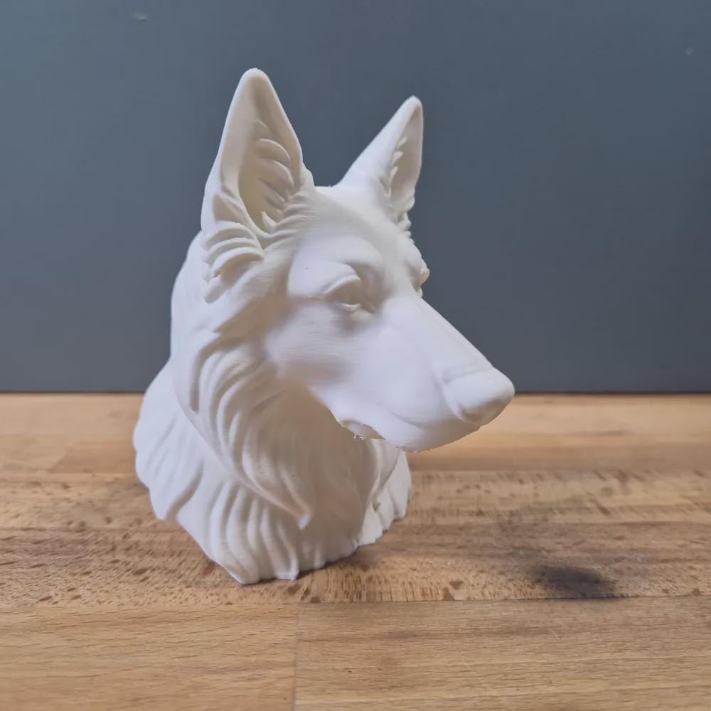 Deutscher Schäferhund Langhaar Büste / Realistic German Shepherd Long Hair Bust – Handbemalt & Detailliert Fehn-factory.de