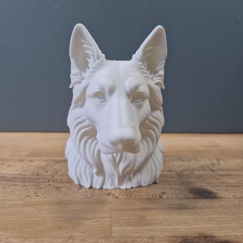 Deutscher Schäferhund Langhaar Büste / Realistic German Shepherd Long Hair Bust – Handbemalt & Detailliert Fehn-factory.de