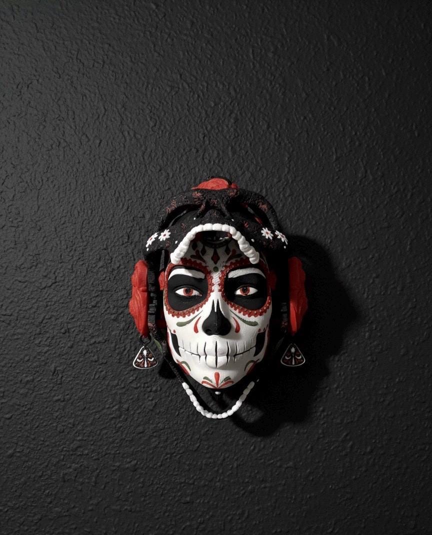 La Catrina Mask Day of the Dead Art Wall and Shelf Display - La Catrina Maske Tag der Toten Kunst Wand und Regal Deko