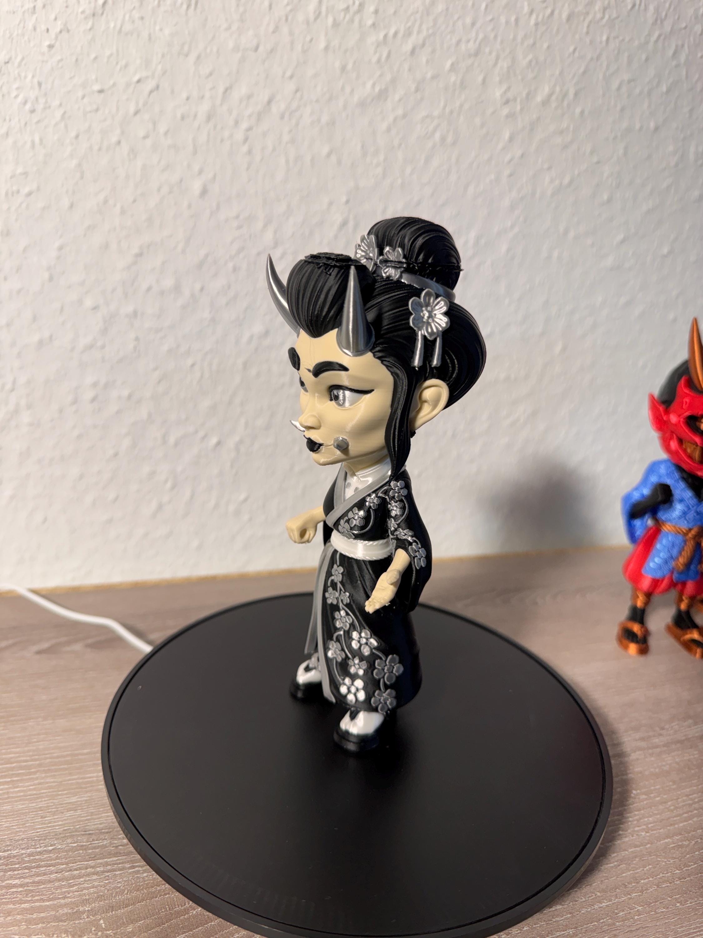Hannya Chibi Oni Geisha Figur Japanische Dämonin | Japanese Demon Chibi Designer Toy Anime Collectible Figurine
