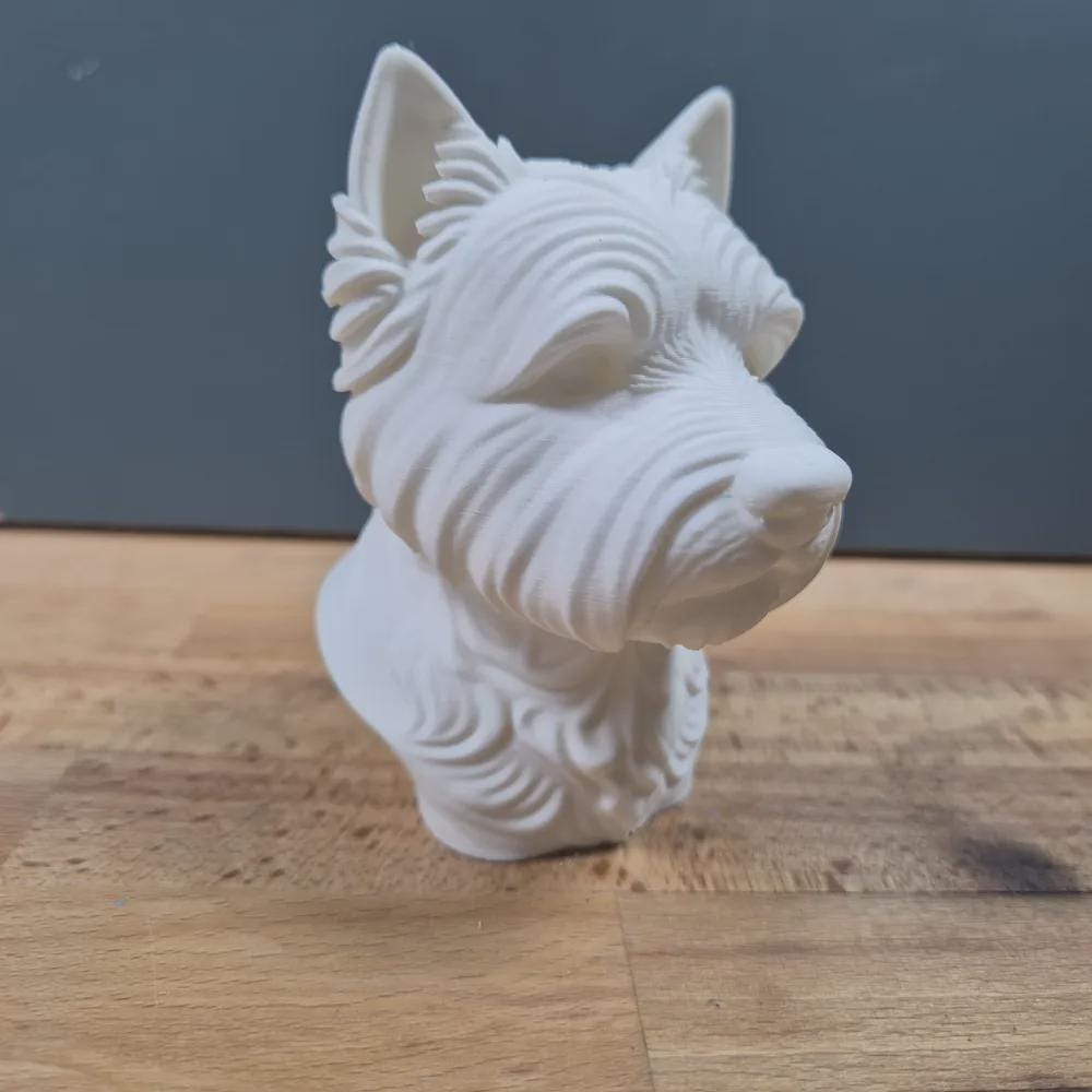 West Highland White Terrier Büste / Realistic West Highland White Terrier (Westie) Bust – Handbemalt & Detailliert Fehn-factory.de