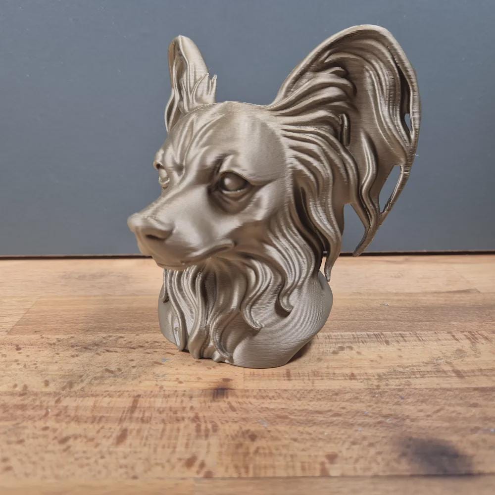 Papillon-Hund-Büste / Realistic Papillon Dog Bust – Handbemalt & Detailliert Fehn-factory.de
