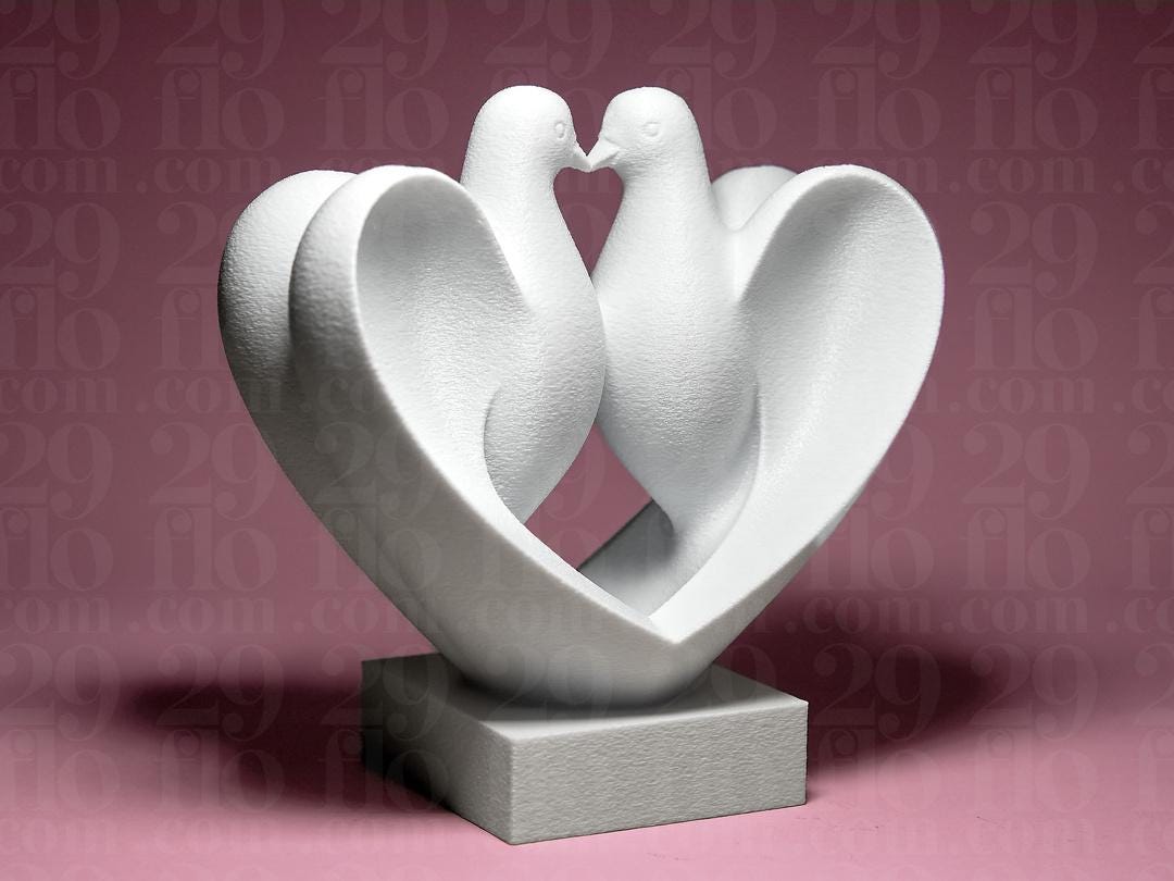 Taubenpaar Liebe Skulptur | Doves in Love Statue | Hochzeit Geschenk | Wedding Gift Heart | Romantische Deko