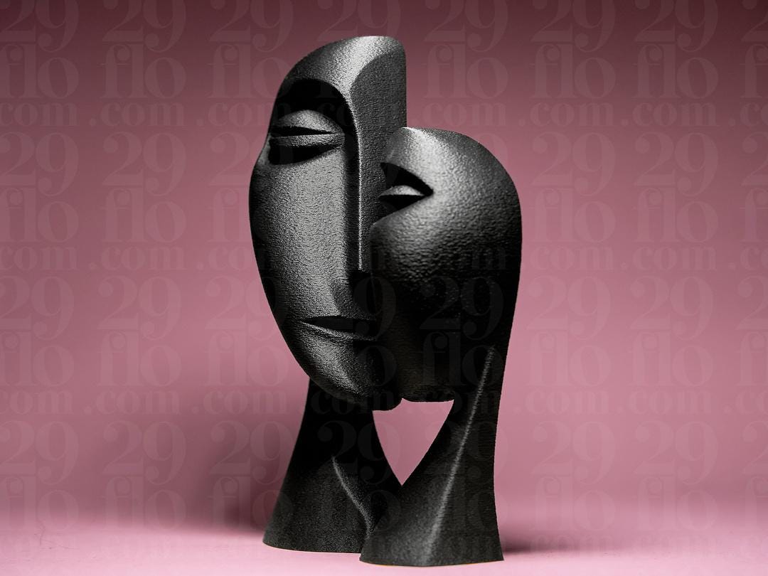 Abstrakte Paar Skulptur | Abstract Couple Statue | Liebespaar Figur | Modern Art Decor | Wedding Gift | African Style Art