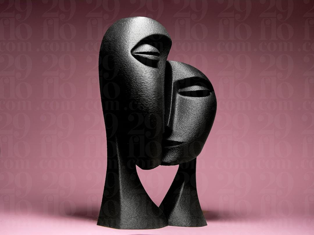 Abstrakte Paar Skulptur | Abstract Couple Statue | Liebespaar Figur | Modern Art Decor | Wedding Gift | African Style Art