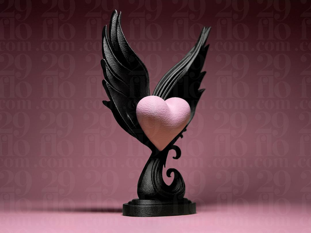 Geflügeltes Herz Skulptur | Winged Heart Statue | Gothic Love Decor | Angel Wings | Memorial Gift | Valentinstag | Dark Romance - 25cm