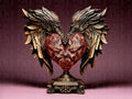 Heiliges Herz mit Flügeln Skulptur | Sacred Winged Heart Statue | Gothic Home Decor | Faceted Ruby Heart | Memorial Gift | Barock Engel