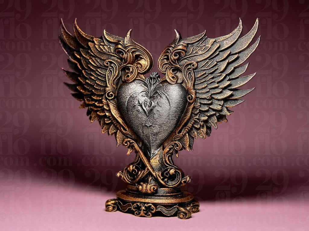 Barockes Herz mit Flügeln Skulptur | Baroque Winged Heart Statue | Antique Home Decor | Sacred Heart Art | Memorial Gift | Religious Decor