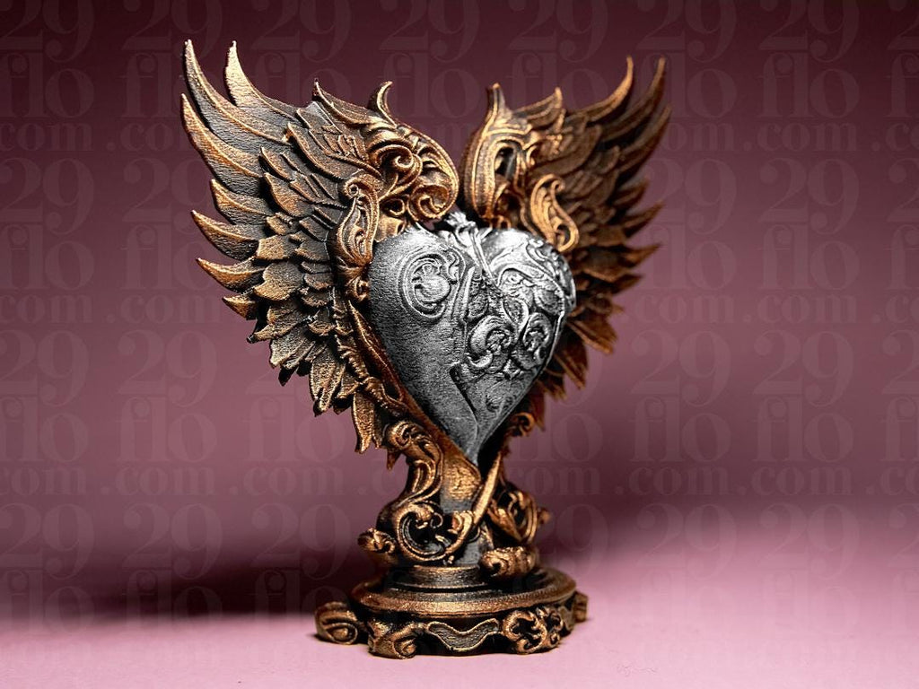 Barockes Herz mit Flügeln Skulptur | Baroque Winged Heart Statue | Antique Home Decor | Sacred Heart Art | Memorial Gift | Religious Decor