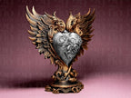 Barockes Herz mit Flügeln Skulptur | Baroque Winged Heart Statue | Antique Home Decor | Sacred Heart Art | Memorial Gift | Religious Decor