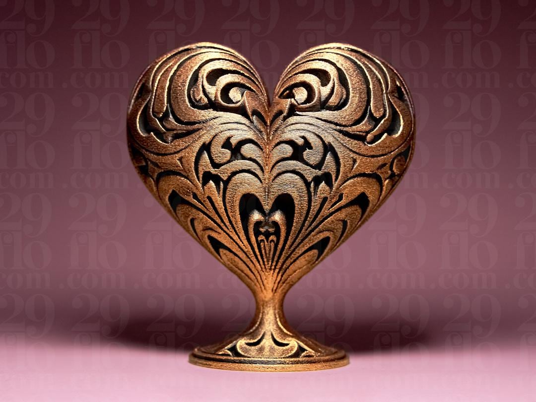Ornament Herz Skulptur | Ornamental Filigree Heart Statue | Antik Bronze Look | Gothic Home Decor | Valentinstag Geschenk | Love Art