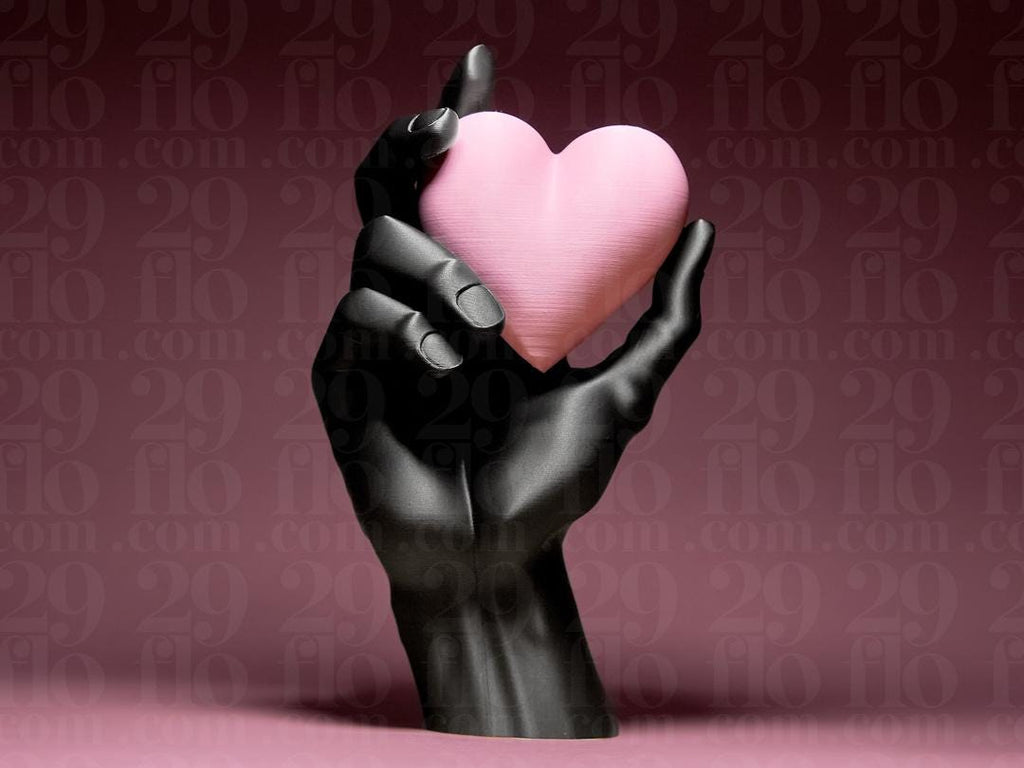 Hand hält Herz Skulptur | Hand Holding Heart Statue | Romantische Deko | Valentinstag Geschenk | Modern Art | Pink Heart - 23cm Fehn-factory.de