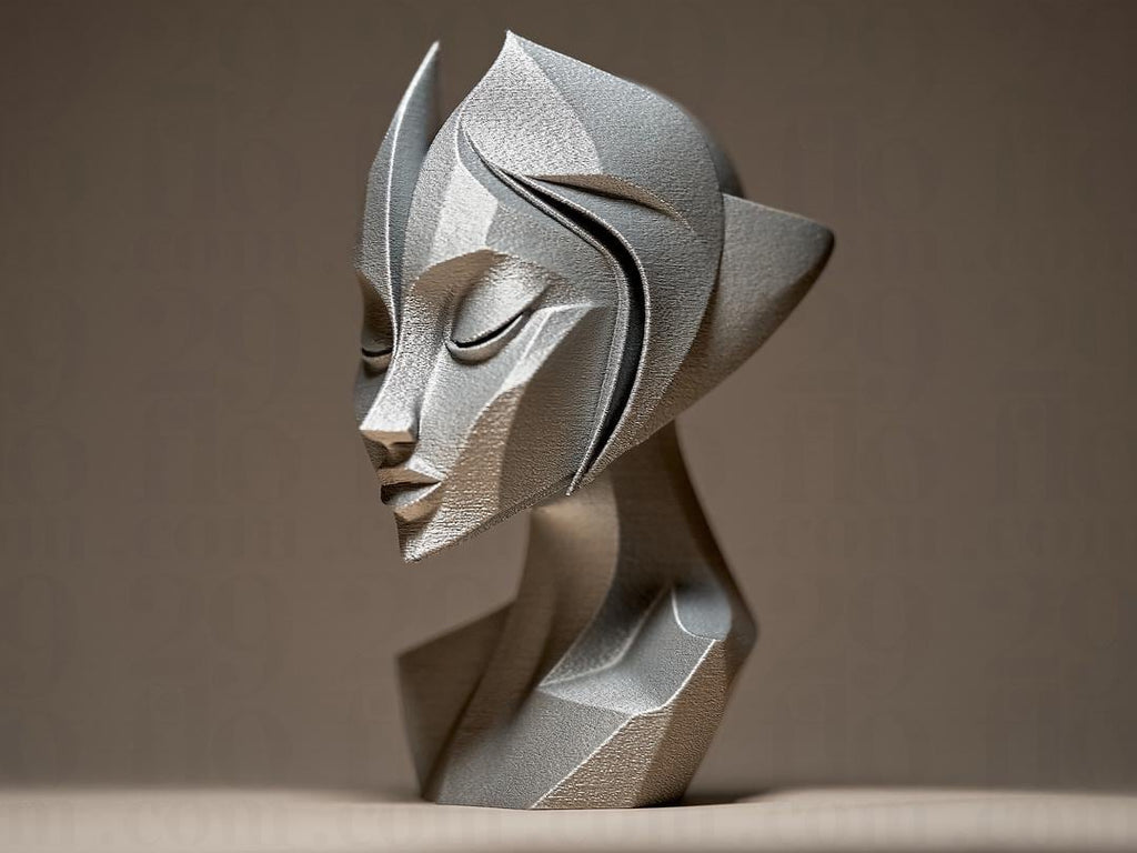 Futuristische Frauenbüste | Futuristic Woman Statue | Cyberpunk Art Decor | Silver Robot Sculpture | Modern Sci-Fi Gift | Gaming Room