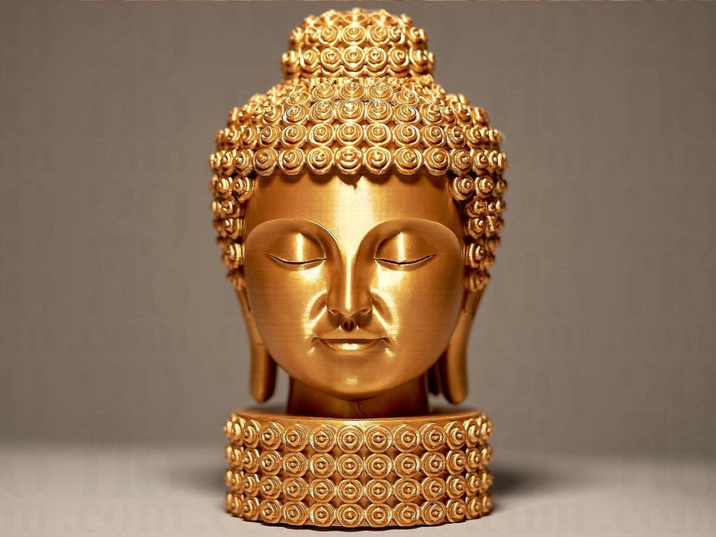 Buddha Kopf Skulptur | Ornamental Buddha Statue | Zen Garden Decor | Yoga Geschenk | Gold Spiritual Art | Meditation Altar Fehn-factory.de