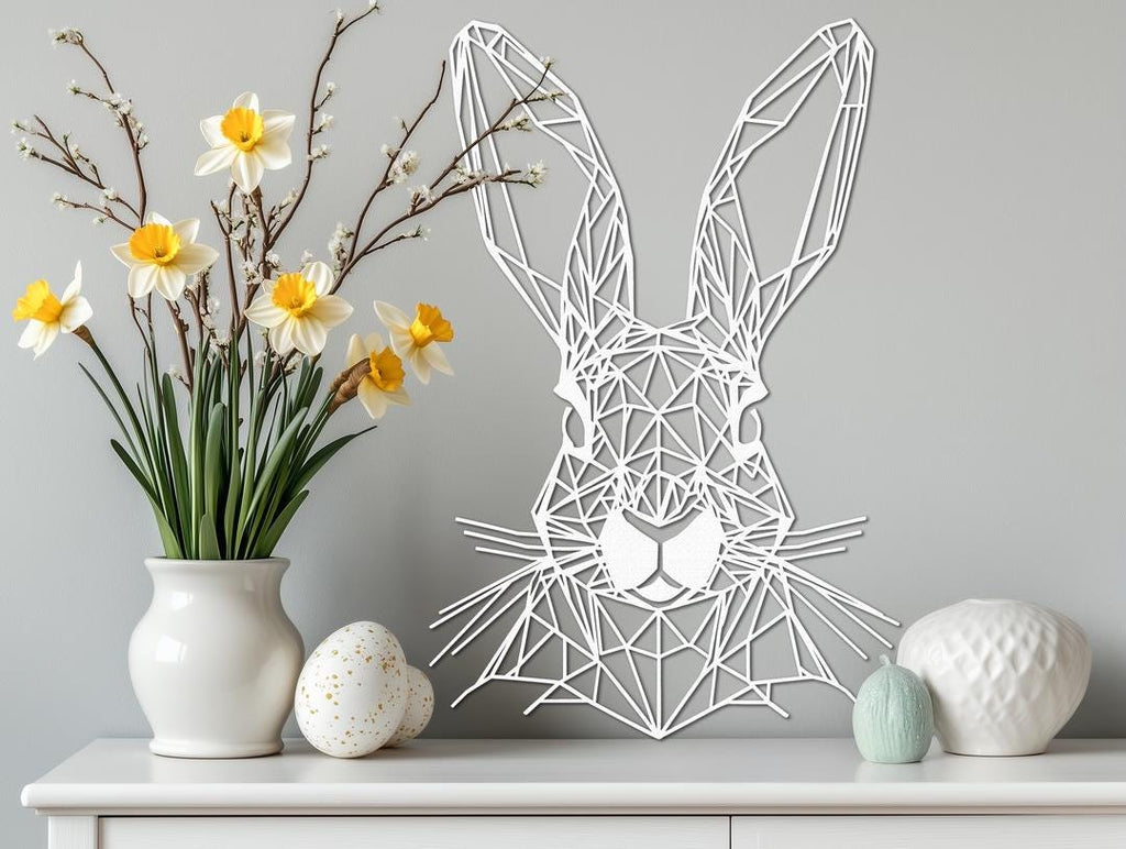 Geometrischer Osterhase Wanddeko | Geometric Bunny Wall Art | Modern Easter Decoration | Minimalist Rabbit Sign | Spring Decor