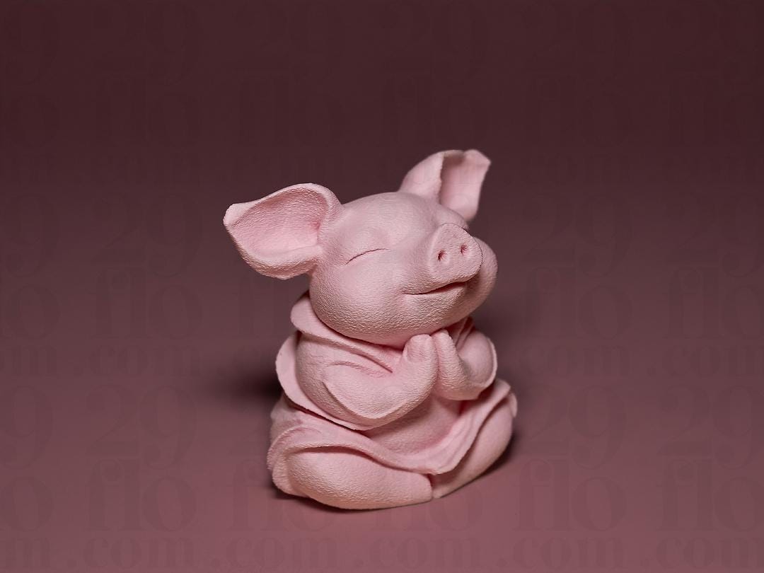 Meditierendes Schwein Figur | Cute Meditating Piglet Statue | Yoga Glücksbringer | Zen Decor | Funny Gift | Namaste
