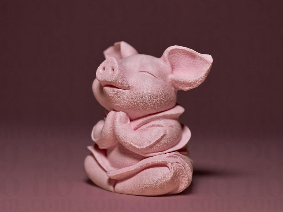 Meditierendes Schwein Figur | Cute Meditating Piglet Statue | Yoga Glücksbringer | Zen Decor | Funny Gift | Namaste