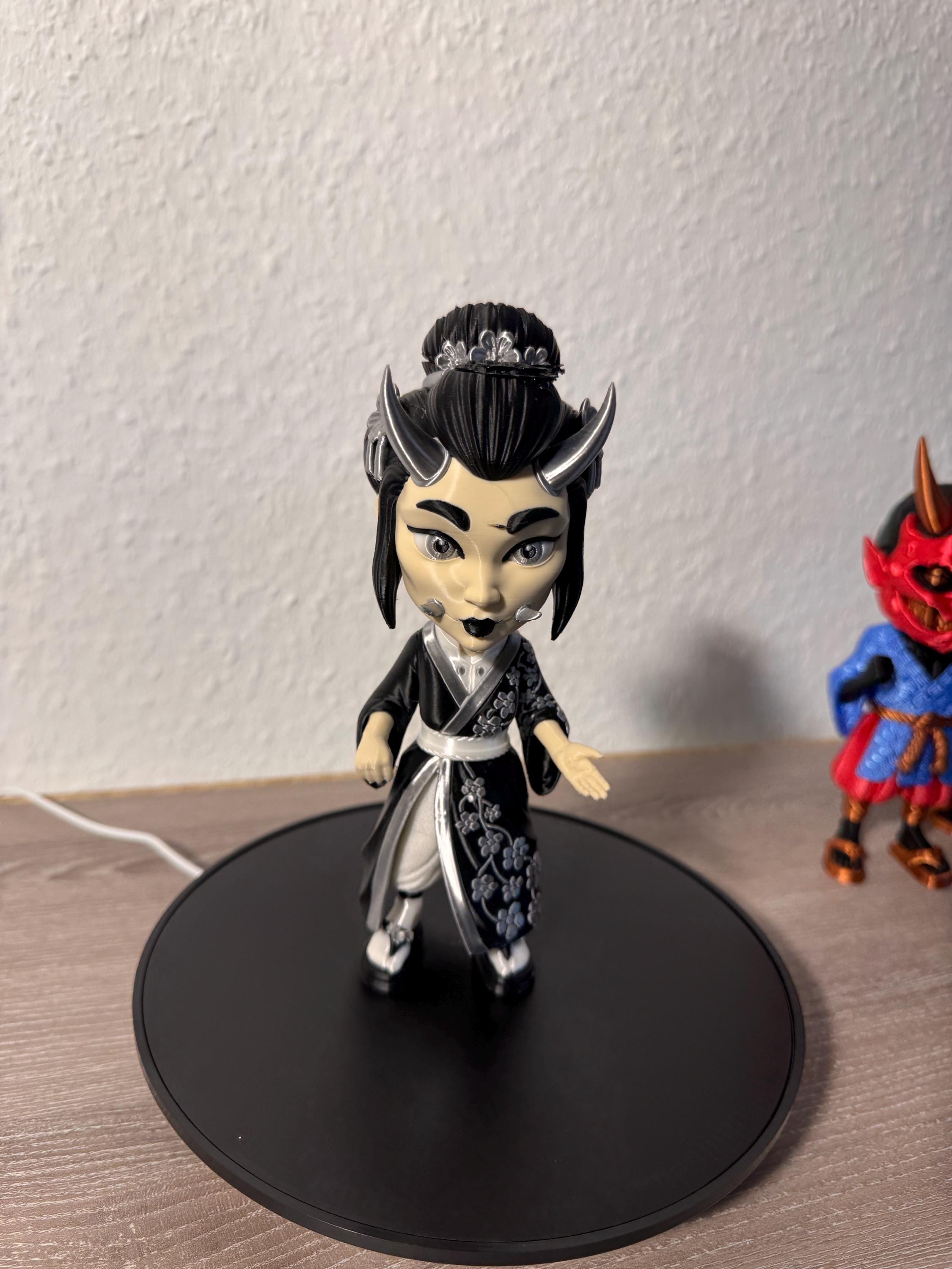 Hannya Chibi Oni Geisha Figur Japanische Dämonin | Japanese Demon Chibi Designer Toy Anime Collectible Figurine