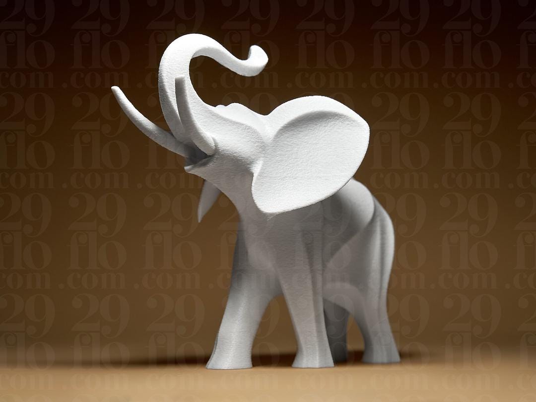 Elefant mit Rüssel oben Skulptur | Minimalist Elephant Statue | Modern Animal Figure | Glücksbringer Deko | Lucky Charm Gift