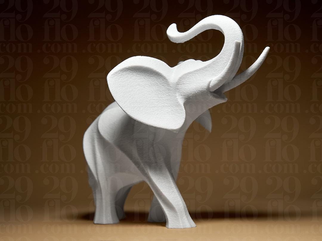 Elefant mit Rüssel oben Skulptur | Minimalist Elephant Statue | Modern Animal Figure | Glücksbringer Deko | Lucky Charm Gift