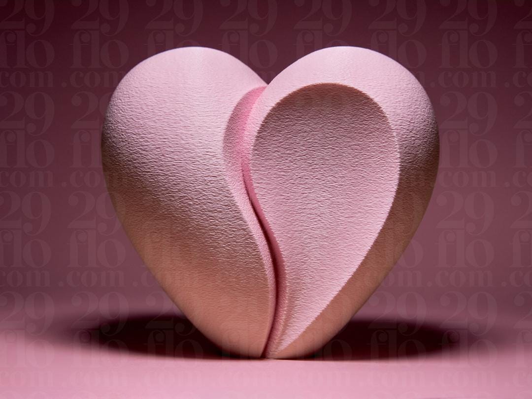 Geteiltes Herz Skulptur | Split Heart Statue | Two Halves One Love | Valentinstag Geschenk | Modern Art Decor | Pink
