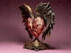 Heiliges Herz mit Flügeln Skulptur | Sacred Winged Heart Statue | Gothic Home Decor | Faceted Ruby Heart | Memorial Gift | Barock Engel