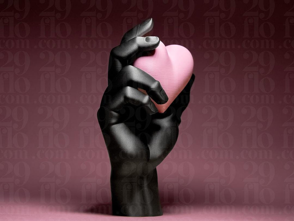 Hand hält Herz Skulptur | Hand Holding Heart Statue | Romantische Deko | Valentinstag Geschenk | Modern Art | Pink Heart - 18cm Fehn-factory.de