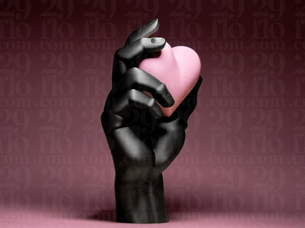 Hand hält Herz Skulptur | Hand Holding Heart Statue | Romantische Deko | Valentinstag Geschenk | Modern Art | Pink Heart - 23cm Fehn-factory.de