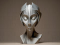 Futuristische Frauenbüste | Futuristic Woman Statue | Cyberpunk Art Decor | Silver Robot Sculpture | Modern Sci-Fi Gift | Gaming Room