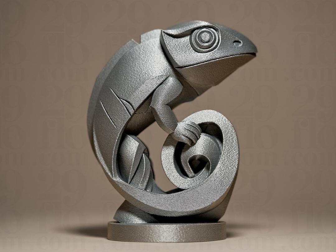 Chamäleon Figur | Geometric Chameleon Statue | Reptilien Deko | Modern Animal Art | Reptile Gift | Desk Decor