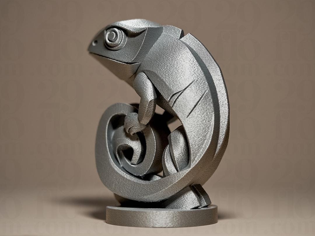 Chamäleon Figur | Geometric Chameleon Statue | Reptilien Deko | Modern Animal Art | Reptile Gift | Desk Decor