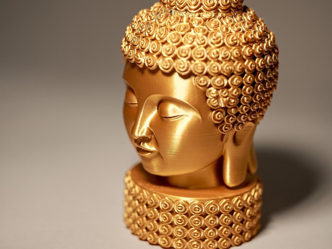 Buddha Kopf Skulptur | Ornamental Buddha Statue | Zen Garden Decor | Yoga Geschenk | Gold Spiritual Art | Meditation Altar Fehn-factory.de