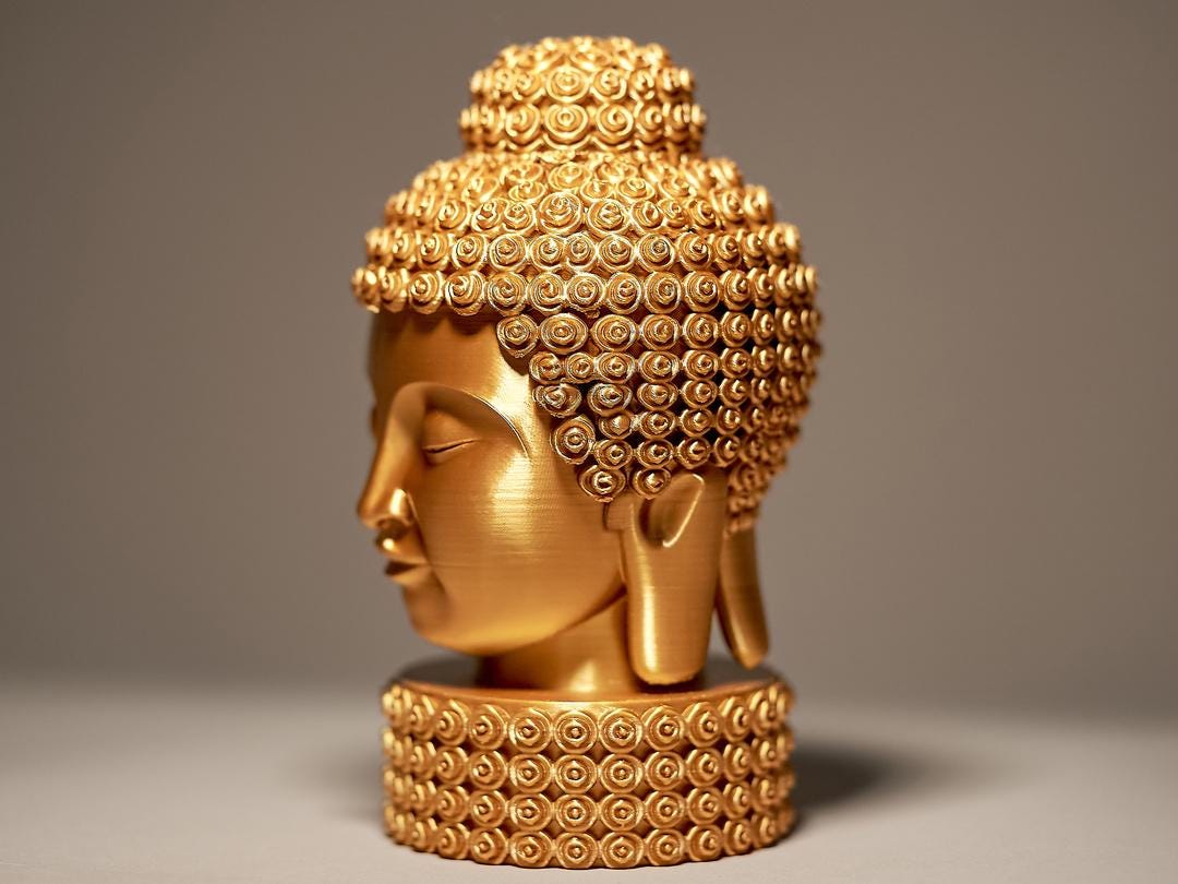 Buddha Kopf Skulptur | Ornamental Buddha Statue | Zen Garden Decor | Yoga Geschenk | Gold Spiritual Art | Meditation Altar Fehn-factory.de