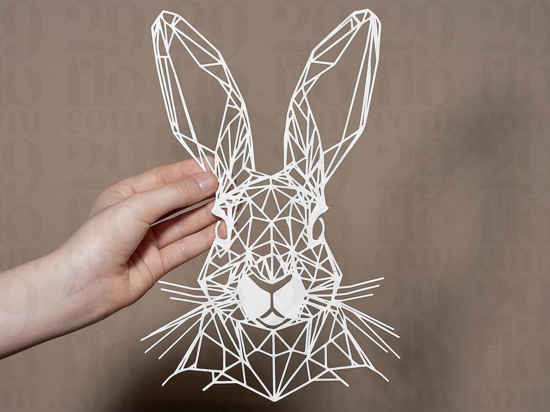 Geometrischer Osterhase Wanddeko | Geometric Bunny Wall Art | Modern Easter Decoration | Minimalist Rabbit Sign | Spring Decor