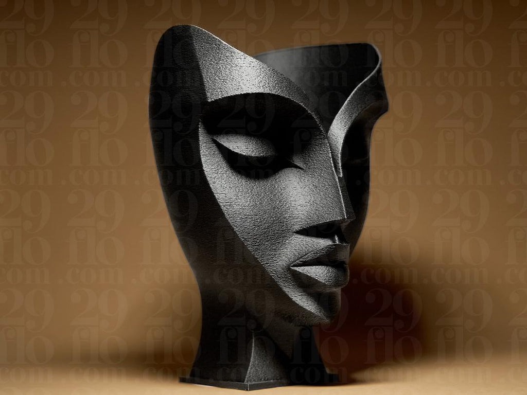 Abstrakte Frau Gesicht Vase | Abstract Woman Head Planter | Make-up Pinselhalter | Desk Organizer | Modern Art Decor | Stiftehalter Fehn-factory.de