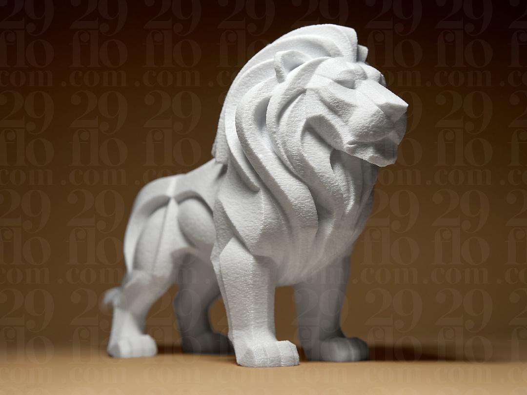 Geometrische Löwen Skulptur | Geometric Lion Statue | Safari Tier Figur | Modern Art Decor | King of Beasts | White Home Accent | Leo Gift Fehn-factory.de