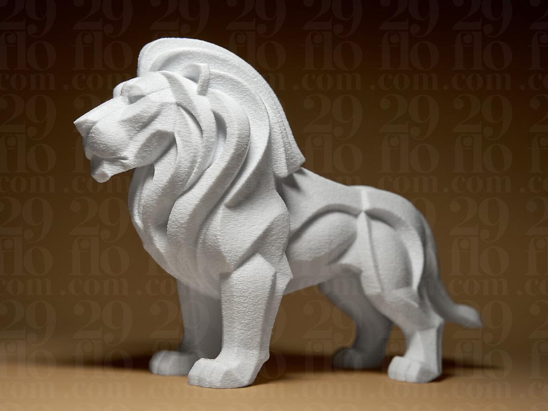 Geometrische Löwen Skulptur | Geometric Lion Statue | Safari Tier Figur | Modern Art Decor | King of Beasts | White Home Accent | Leo Gift Fehn-factory.de