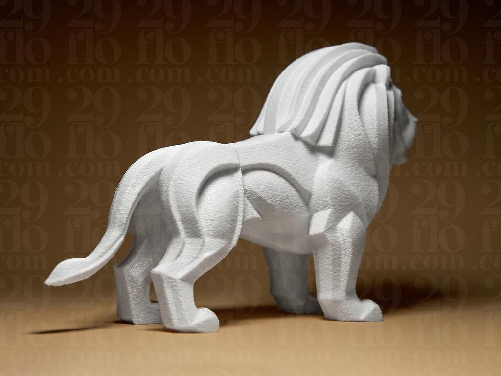 Geometrische Löwen Skulptur | Geometric Lion Statue | Safari Tier Figur | Modern Art Decor | King of Beasts | White Home Accent | Leo Gift Fehn-factory.de
