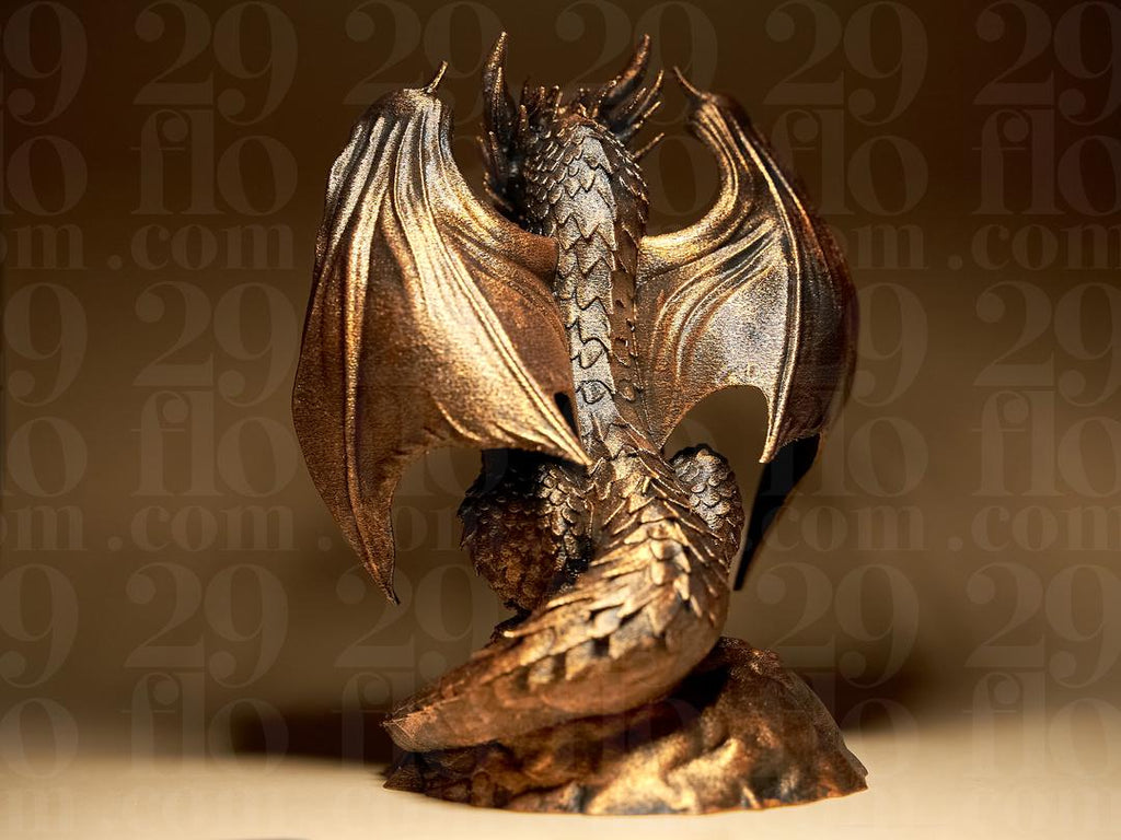 Majestätische Drachen Skulptur | Majestic Dragon Statue | Fantasy Deko | Dungeons Guardian | Mythical Creature | Bronze Art | Gamer Gift Fehn-factory.de