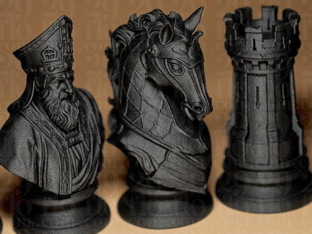 Mittelalter Schachfiguren Set | Medieval Stylized Chess Pieces | Custom Chess Set | King & Queen Busts | Strategy Board Game Fehn-factory.de