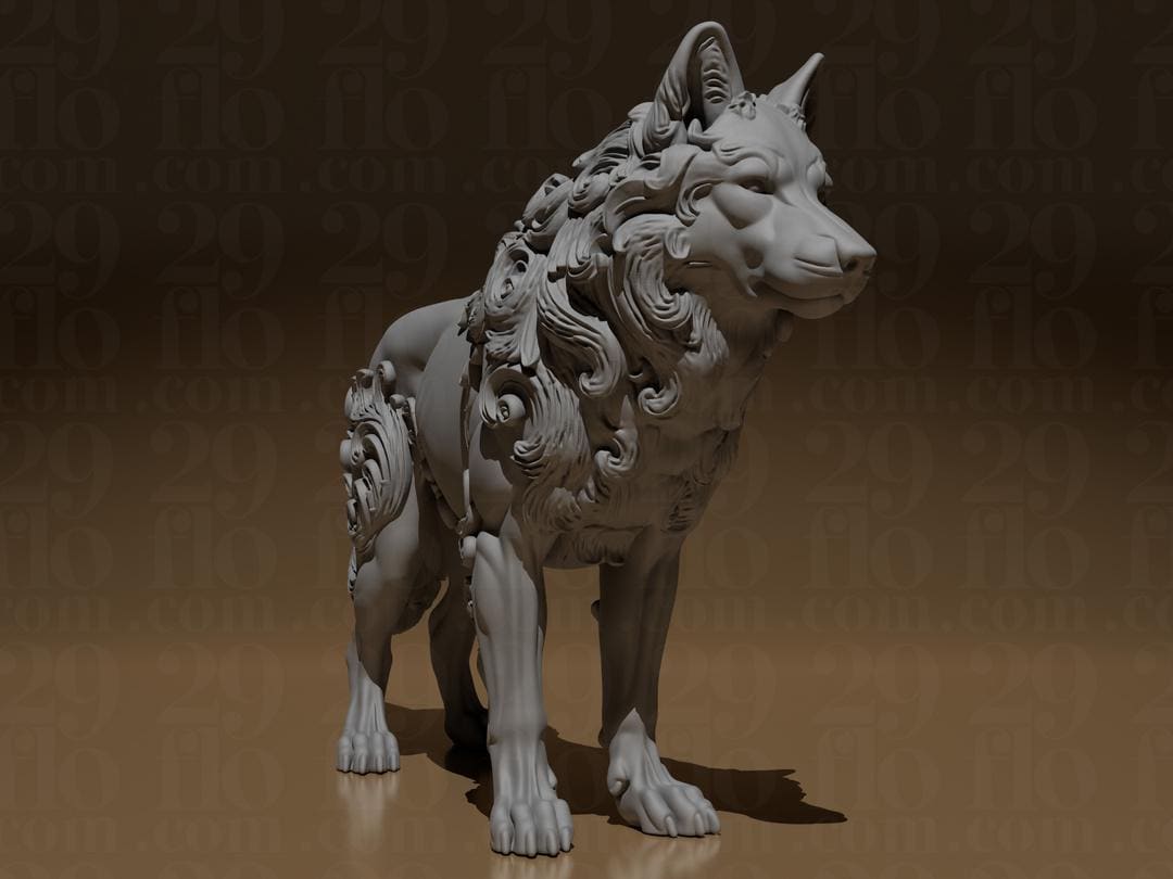 Florale Wolf Skulptur | Baroque Wolf Statue | Fantasy Animal Decor | Wild Life Gift | Ornament Tierfigur | Spirit Animal Art Fehn-factory.de