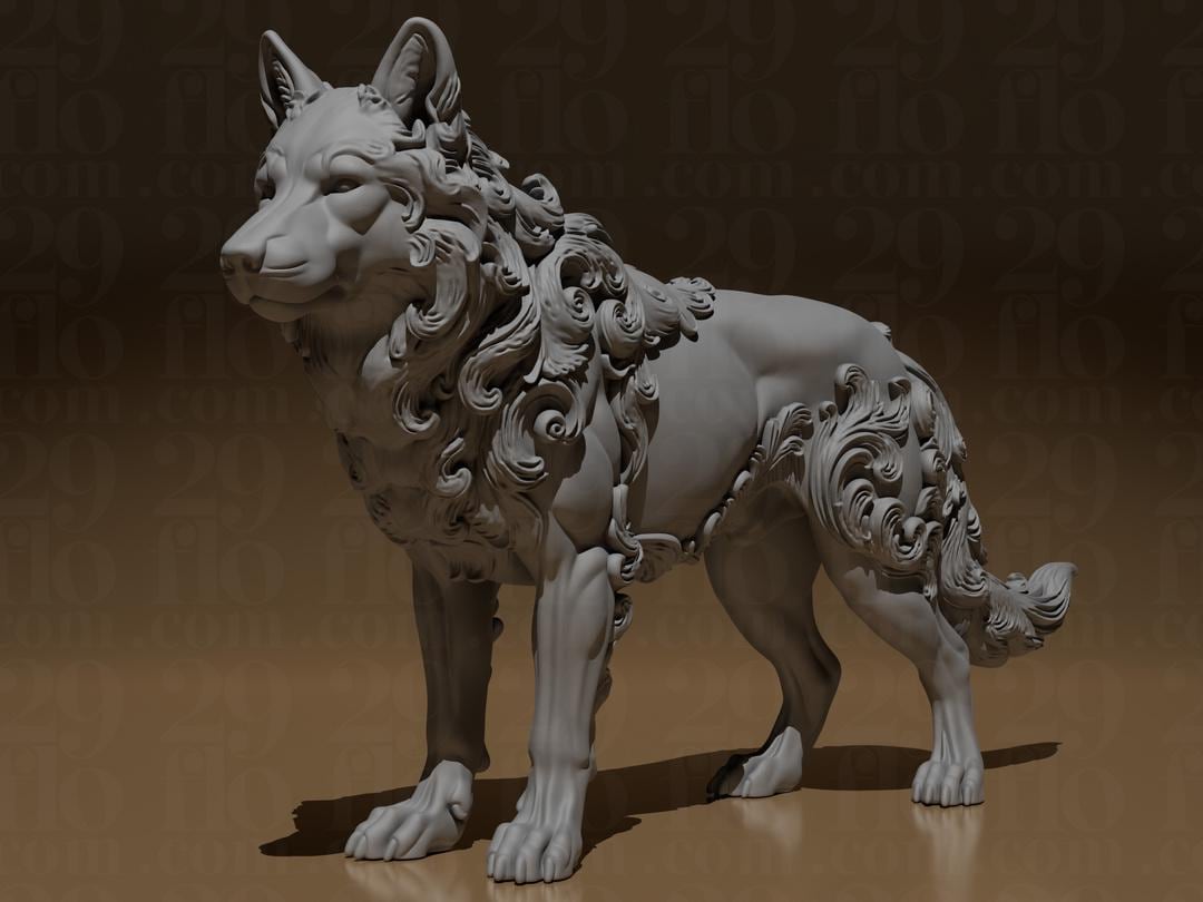 Florale Wolf Skulptur | Baroque Wolf Statue | Fantasy Animal Decor | Wild Life Gift | Ornament Tierfigur | Spirit Animal Art Fehn-factory.de