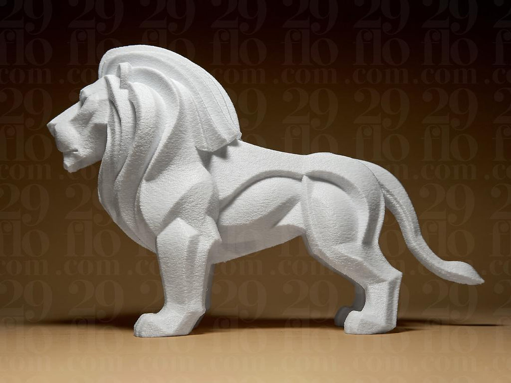 Geometrische Löwen Skulptur | Geometric Lion Statue | Safari Tier Figur | Modern Art Decor | King of Beasts | White Home Accent | Leo Gift Fehn-factory.de